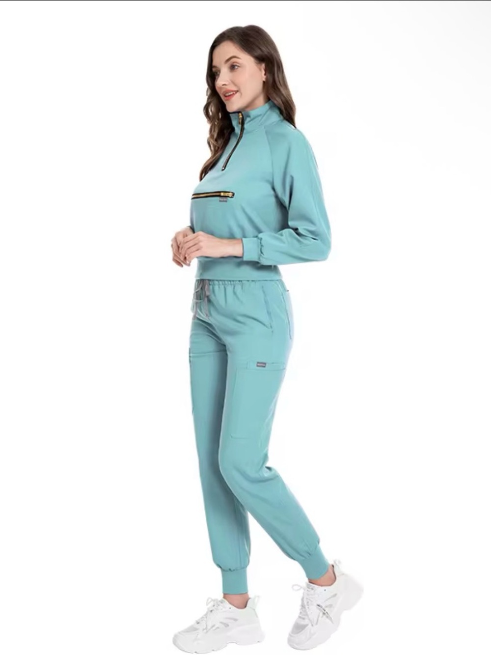 Women’s Casual Zip-Neck Jogger Set - Teal